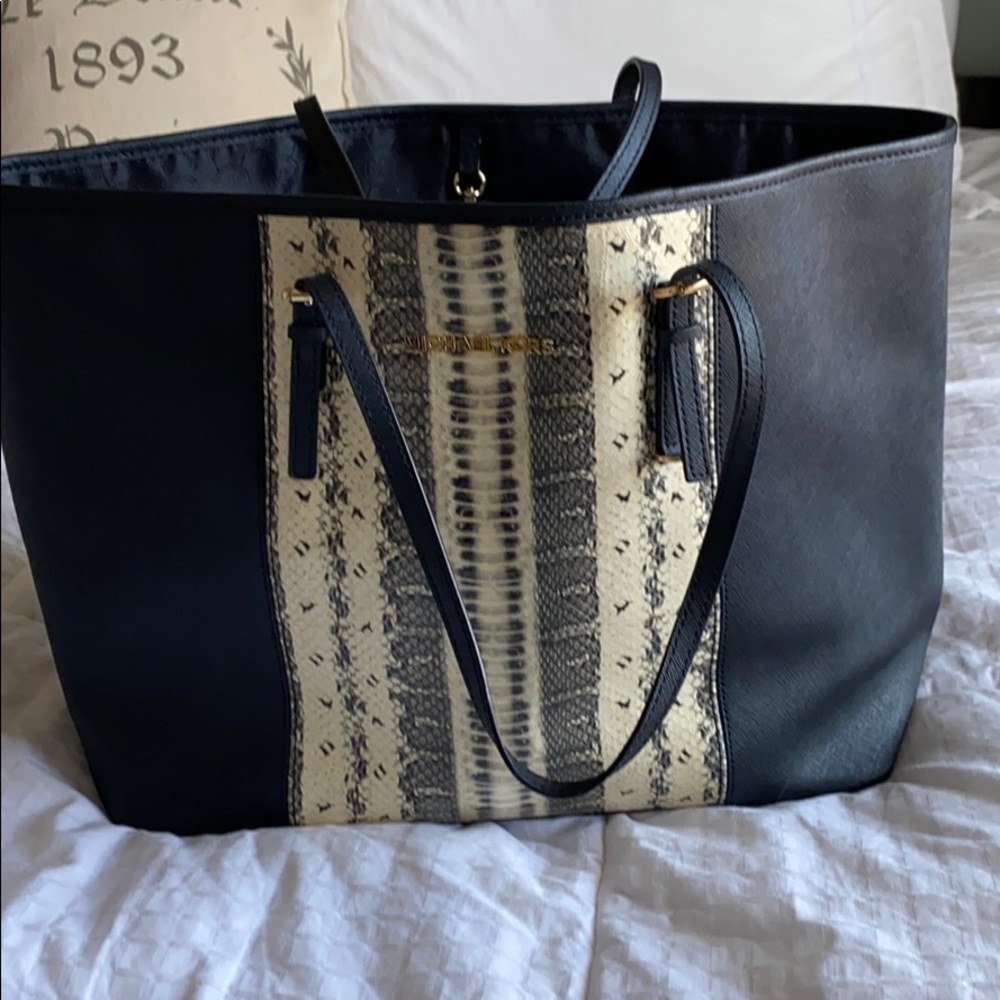 Large Michael Kors snake skin tote